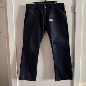New Diesel Zatiny Bootcut Denim Jeans Dark Blue Rinse Button Fly US Sz 36x30